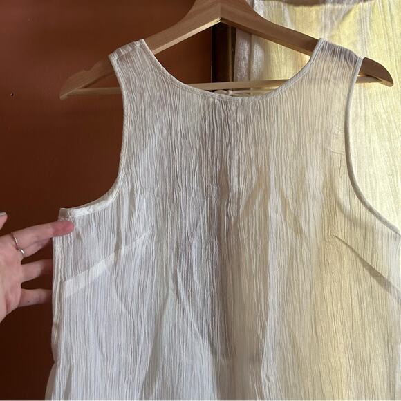 Madewell Open-Back Midi Cover-Up Dress Crinkle Cotton Lighthouse White NWT Sz M - Picture 3 of 9